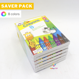 Saver Pack - 6 Boxes - Kid Art School Quality Crayons (8 Colors)