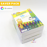 Saver Pack - 3 Boxes - Kid Art School Quality Crayons (16 Colors)