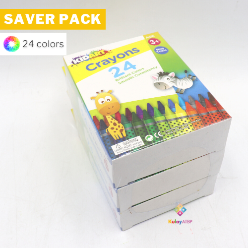 Saver Pack - 3 Boxes - Kid Art School Quality Crayons (24 Colors)