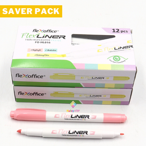 Saver Pack - 2 boxes (12s) - FlexOffice Twin Pastel Highlighter (HL016)