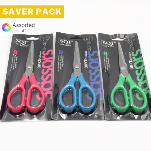 Saver Pack - 3 Pieces - SQI Office Scissors (8 inches)