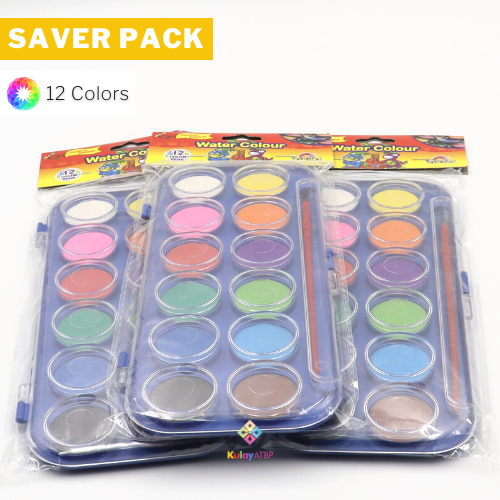 Saver Pack - 3 Sets - Kid Art Water Color Set, 12 Colors, Large