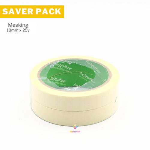 Saver Pack - 2 rolls - FlexOffice Masking Tape, 18mm x 25 yards